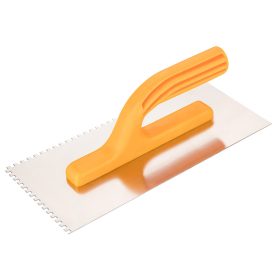   Acél simító, fogazott, rozsdamentes, 280x130mm, 4x4x4mm, műanyag markolat