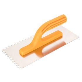   Acél simító, fogazott, rozsdamentes, 280x130mm, 6x6x6mm, műanyag markolat