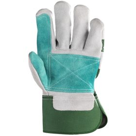   BŐRKESZTYŰ,SZÜRKE HASÍTÉK,DUPLA BŐR TENYÉR/ZÖLD VÁSZON_12