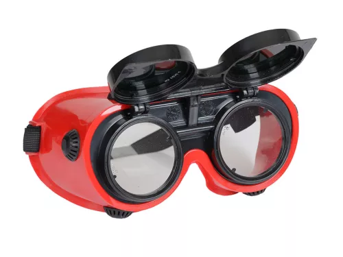 Lánghegesztő védőszemüveg felnyitható műanyag DIN5 (piros)