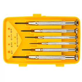   Műszerész, precíziós csavarhúzó készlet, CRV, lapos 1.4, 2, 2.4mm, kereszt PH00, PH0, PH2, 6db