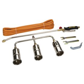   Gázforrasztó, perzselő, gázégő készlet, hármas égőfej, szár 50cm, tömlő 5m