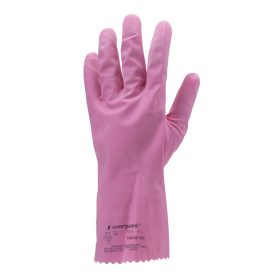   HTG RÓZSASZÍN GUMIKESZTYŰ, 30CM/0,4MM, BOLYHOZOTT BELSŐ_S