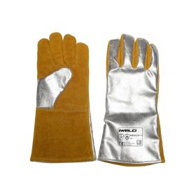   ALUKEVLAR Hegesztő védőkesztyű, bélelt, ALUMINIZÁLT kézháttal 14"