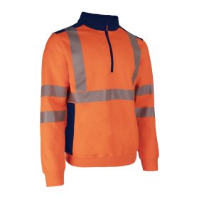 FRISS FLUO NARANCS/SÖTÉTKÉK PULÓVER_S