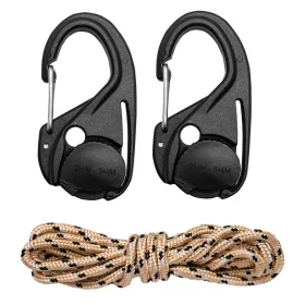   Rugós kötélfeszítő karabíner + paracord kötél(3.5mmx1.5m) készlet, 3db