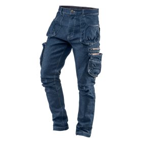   Farmer munkásnadrág, Denim, cipzáros oldalzsebekkel, 98% pamut, 410 g/m2, XS