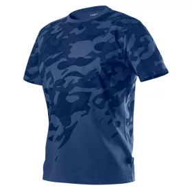   Munkavédelmi póló, CAMO Navy, tengerészkék, terepmintás, 100% pamut, XXXL