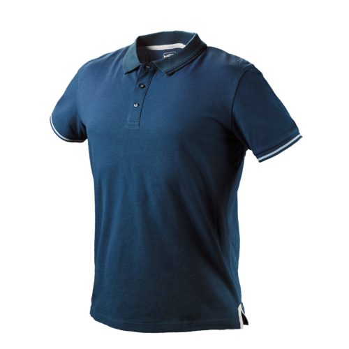 Munkavédelmi póló, galléros, kék, DENIM, 100% pamut, 200g/m2, M