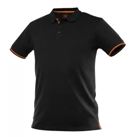   Munkavédelmi póló, fekete, galléros, Garage, pique, 100% pamut, 195g/m2, L