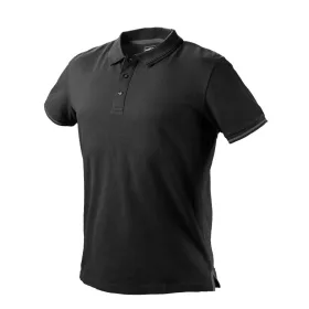   Munkavédelmi póló, galléros, Denim, fekete, pique, 100% pamut, 196g/m2, L