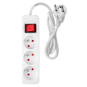   Hálózati elosztó, kapcsolós, 3 aljzat, 1.5m, 3x1.5mm2 kábel, fehér