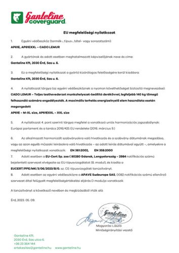 CADO LEMUR RUGALMAS HEVEDER+ÖV, HÁTSÓ TOLDALÉKKAL, 5 PONTOS