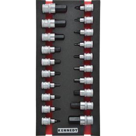   Kennedy Pro - 20 RÉSZES FELTŰZHETŐ CSAVARBEHAJTÓ KÉSZLET 1/2" CSATLAKOZÓVAL SZIVACSBAN M1832