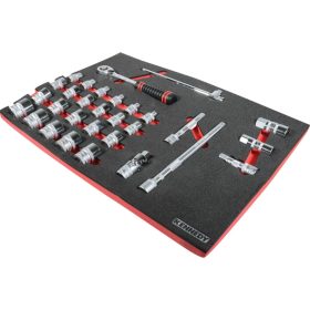   Kennedy Pro - 30 RÉSZES METRIKUS 1/2" DUGÓKULCS KÉSZLET SZIVACSBAN T0691