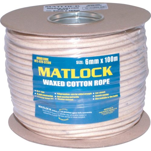 Matlock - NO.4-3C 6MM 16 SZÁLAS VIASZOS GYAPOT KÖTÉL 100 M-ES GOMBOLYAG