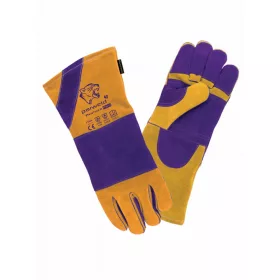   Panther-Pro MIG hegesztőkesztyű, extra hosszú-erős, marhabőr, 10-es, sárga/lila (10db/cs)