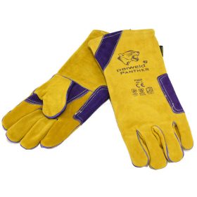  Panther-Pro MIG hegesztőkesztyű, extra hosszú-erős, marhabőr, 10-es, sárga/lila (10db/cs)