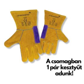   Panther MIG hegesztőkesztyű, megfordítható, marhabőr, 11-es, sárga/lila (jobbkezes és balkezes)