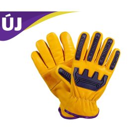   Panther sofőr kesztyű, tehénbőr, ütésvédőkkel lila/sárga 10-es