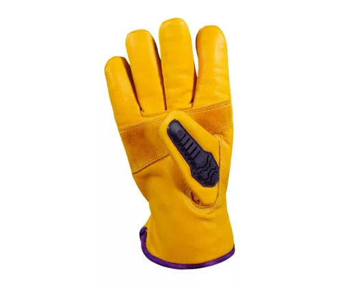 Panther sofőr kesztyű, tehénbőr, ütésvédőkkel lila/sárga 10-es