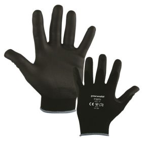   Szerelőkesztyű tenyér részen mártott P.U. fekete, rugalmas szövet kézháttal, 10-es