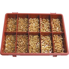   Qualfast - SÁRGARÉZ EGYHORNYÚ SÜLLY. FEJŰ TÖVIGMENETES ANYACSAVAR ÉS ALÁTÉTGYŰRŰ KÉSZLET