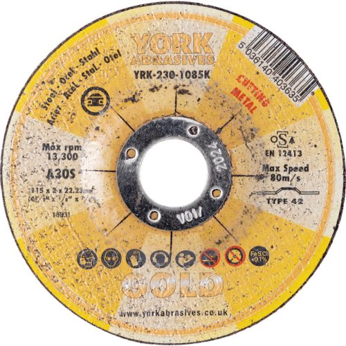 York Abrasives Gold - 115X3X22.23MM A30S DPC VÁGÓKORONG