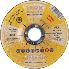 York Abrasives Gold - 125X3X22.23MM A30S DPC VÁGÓKORONG