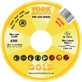 York Abrasives Gold - 180X3X22.23MM A30S DPC VÁGÓKORONG