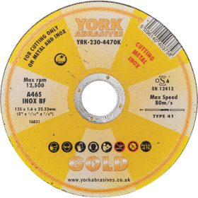   York Abrasives Gold - 125X1.6X22.23MM A46S INOX BF VÁGÓKORONG
