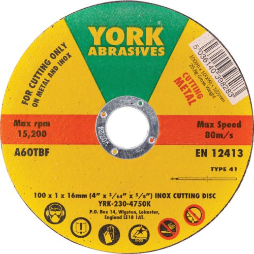 York - 100X1X16MM A60TBF INOX VÁGÓKORONG,T41