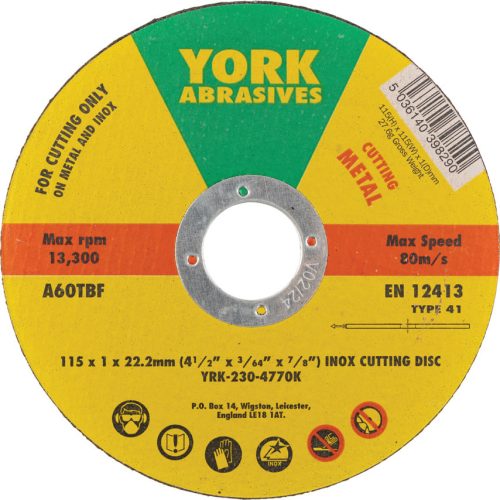 York - 115X1X22.23MM A60TBF INOXVÁGÓKORONG,T41