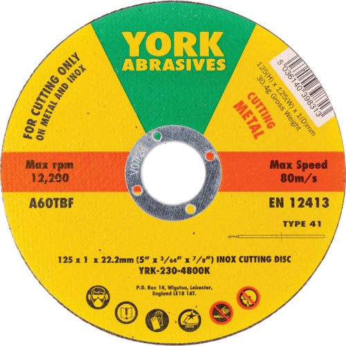 York - 125X1X22.23MM A60TBF INOXVÁGÓKORONG,T41
