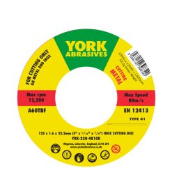 York - 125X1.6X22.23MM A60TBF INOX VÁGÓKORONG,T41