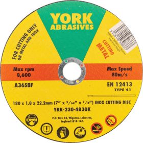 York - 180X1.8X22.23MM A36SBF INOX VÁGÓKORONG,T41