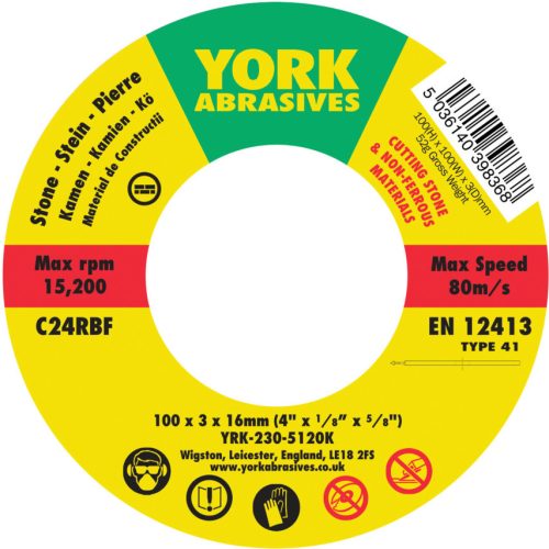York - 100X3X16  C24RBF LAPOS VÁGÓKORONG T41