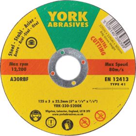 York - 125X3X22.23  A30RBF LAPOS VÁGÓKORONG T41