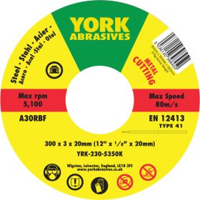 York - 300X3X20MM A30RBF LAPOS VÁGÓKORONG T41