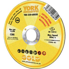   York Abrasives Gold - 115X3X22.23MM C30S LAPOS VÁGÓKORONG KŐHÖZ