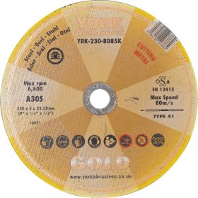 York Abrasives Gold - 230X3X22.23MM A30S LAPOS VÁGÓKORONG